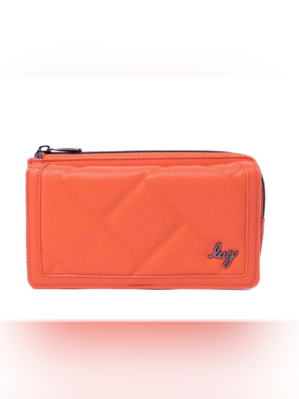 Lug Surrey Satin Luxe Vegan Leather RFID Wallet Papaya Orange New with Dustbag